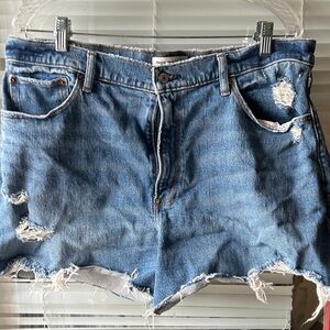 Abercrombie & Fitch Distressed Blue Jean Shorts